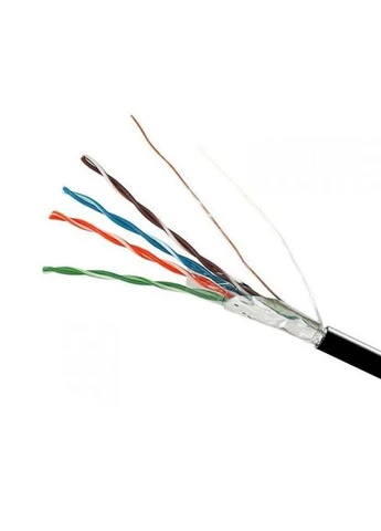 Мережевий кабель FTP cat5e 4х2х0,51 мм² CCA PE чорний, зі сталевим дротом, зовнішній монтаж Electro House (397826868)