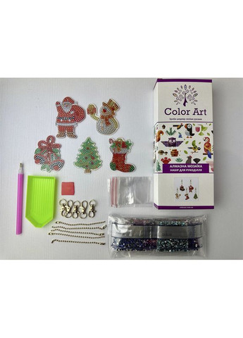 Набір брелків алмазна викладка "Новорічні" BR25, 5 шт, з інструментами ColorArt (369786444)