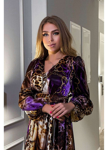 Лавандовое атласное коктейльное платье мини 24021 фиолетовое Tanita-Romario