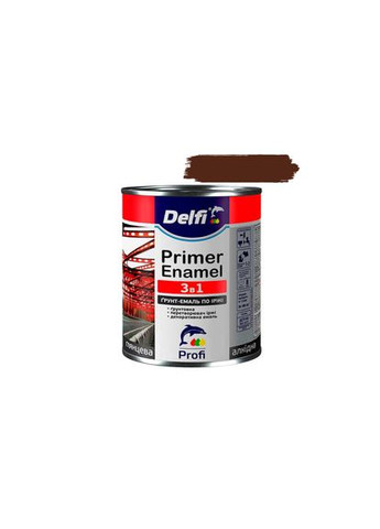 Грунт-эмаль по ржавчине 3 в 1, темно-коричневая, ТМ « » - 2,8 кг. Delfi (370285777)