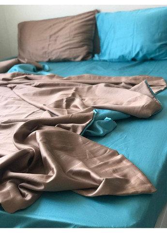 Постельное белье Карамель + бирюза, сатин PREMIUM Двуспальный размер, наволочки 50/70 No Brand (364218784)