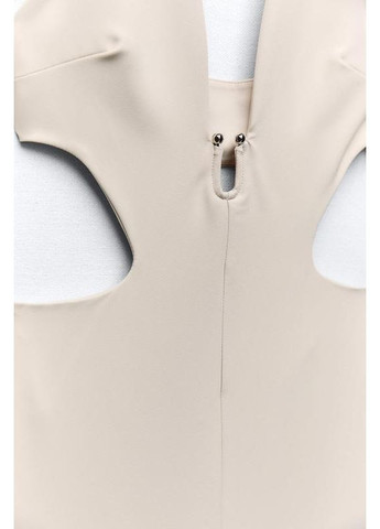 Довгий комбінезон із коміром хальтер Zara бежевий