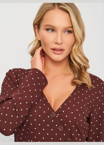 Коричневая блуза демисезон,коричневый в белый горох, Envii