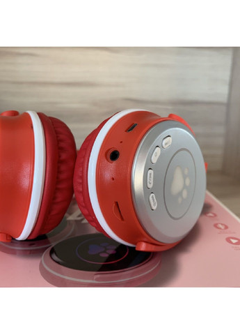 Бездротові складні акумуляторні Bluetooth навушники з котячими вушками мікрофоном (478394-Prob) Червоні Unbranded (304936797)