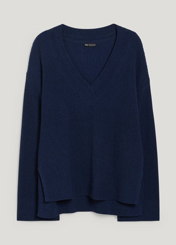 Синій демісезонний пуловер у складі з вовною та альпакою C&A