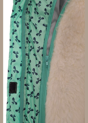 Зеленый зимний комбинезон на синтепоне для девочки колокольчик с принтом бантиков мятный 116 см (50745) BABYKROHA