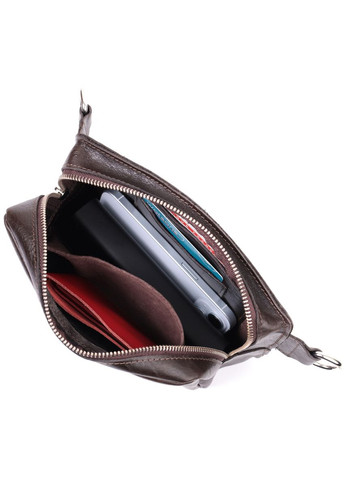 Сумка мужская кожаная через плечо бананка на пояс 22575 Коричневый Grande Pelle (306882233)