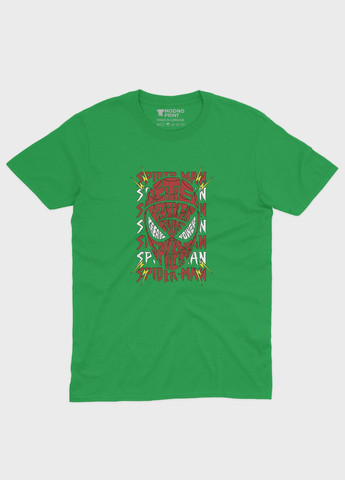 Зелена демісезонна футболка для дівчинки з принтом супергероя - людина-павук (ts001-1-keg-006-014-031-g) Modno