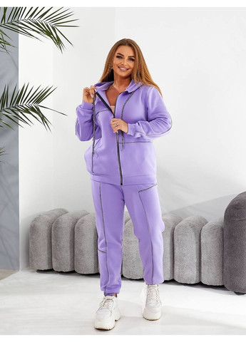 Теплий костюм з тринитки з блискавкою та вставками «кайма-срібло» (заміри в описі) DK/DL Мода без кордонів (361449475)