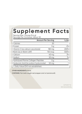 Collagen Beauty Complex - 164g Unflavored Sport Research (369396749)