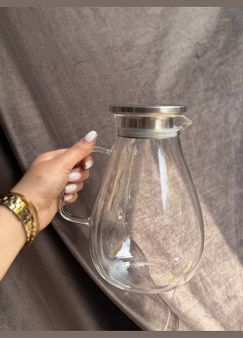 Глечик VT-5209-1800 скляний із металевою кришкою 1,8 л Прозорий Vittora (338195416)