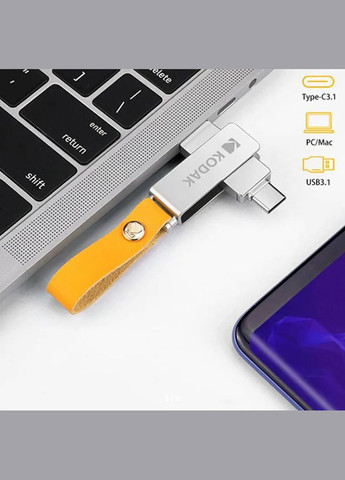 Флешка USB 2в1 64GB TypeC USB 3.1 для телефона и компьютера Silver Kodak (296107809)