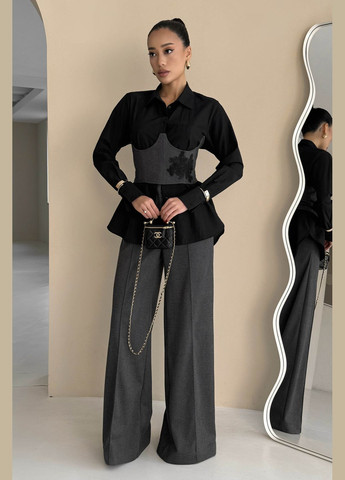 Стильные брюки темно-серого цвета Jadone Fashion (315682233)