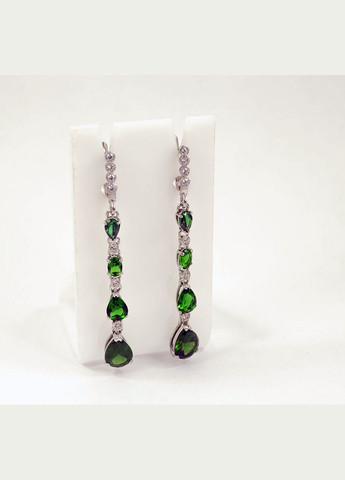 Длинные сережки с фианитами 8477 Maxi Silver (337133646)