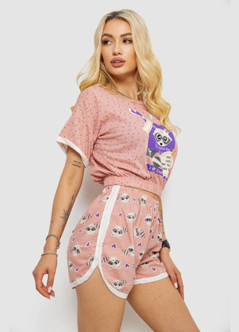 Персикова всесезон піжама жіноча з принтом, колір персиковий, LINDROS