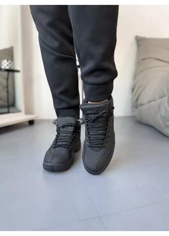 КРОСІВКИ ЖІНОЧІ NIKE 12 RETRO WINTERIZED TRIPLE BLACK НАЙК АІР РЕТРО ЧОРНІ No Brand чорні демісезони (391944476)