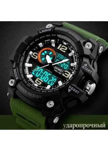 Наручные часы Skmei 1283 кварцевые комбинированные 50х18 мм черный каучук темно-зеленый No Brand (401850920)