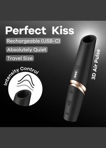 Вакуумний стимулятор Perfect Kiss, магнітна технологія 3D Air Pulse, 30 режимів роботи - CherryLove Satisfyer (332209379)