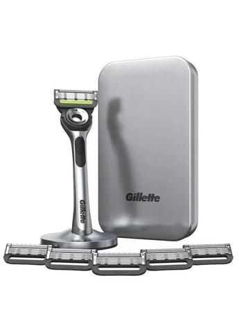 Подарунковий набір для гоління Labs (бритва з підставкою і дорожнім футляром та 6 картриджів) Gillette (278773603)