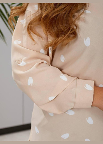 Батальна сорочка SF-287КШ з оригінальним принтом та контрастним оздобленням Бежевий 50 Sofia (314773634)