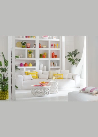 Кофейный столик из дерева белого цвета фигурный 40х50 см. (50834) J-Line (316469527)