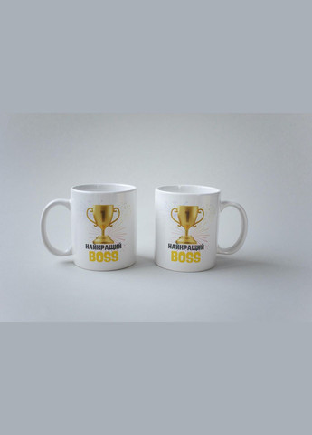Кружка з принтом "Найкращий Boss" 330 мл Біла No Brand (324263669)