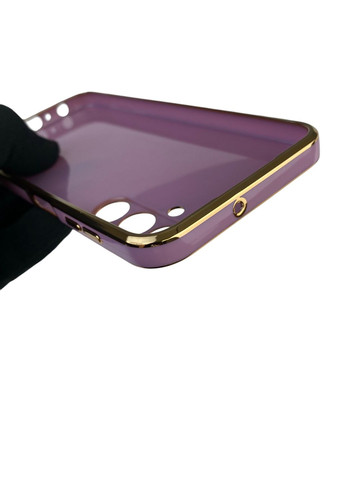 Чохол для Galaxy A24 (SM-A245F) глянцевий із захистом камери із золотою окантовкою на самсунг а24 чорничний gs1 Samsung (366229009)