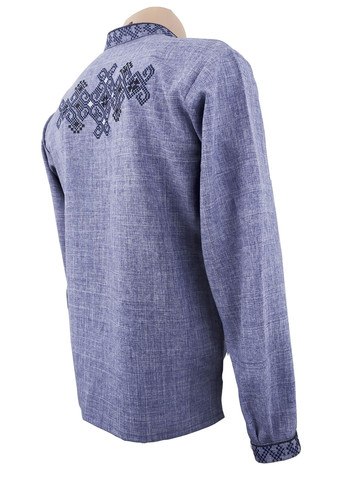 Синя чоловіча вишиванка фламінго синє по синьому НоКо візерунок орнамент вільна, пряма габардин (308861641)