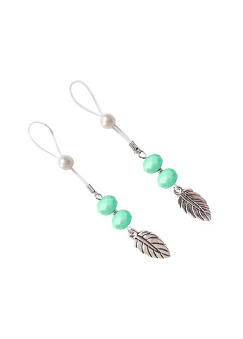 Украшения с бусинами и листиком для сосков – Nipple Jewelry Leaf, мятные Art of Sex (369952414)