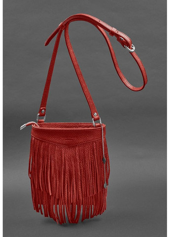 Шкіряна жіноча сумка з бахромою міні-кроссбоді Fleco червона BlankNote кросс-боди (348359378)
