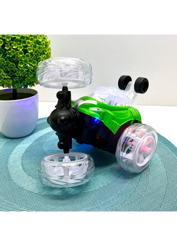 Машинка-перевертыш на радиоуправлении музыка свет поворот 360 USB зарядное Зеленая (9802M-1) No Brand (365807447)