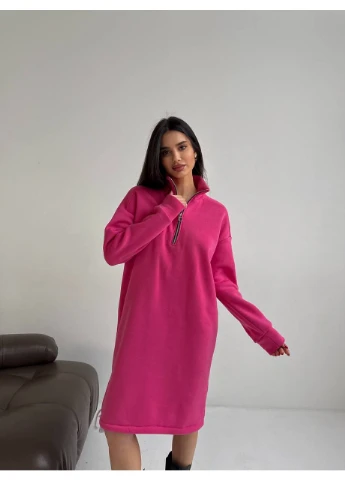 Малинова тепла сукня на флісі Fashion
