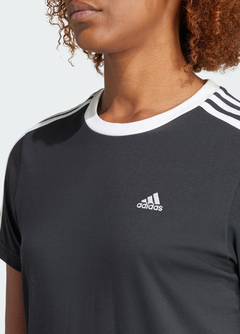 Чорна всесезон футболка essentials 3-stripes adidas