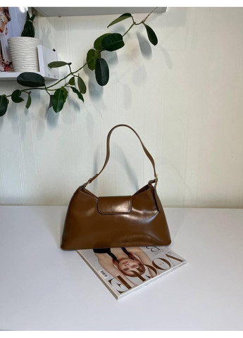 Элегантная женская сумка багет в коричневом цвете из гладкой экокожи. No Brand (362588253)