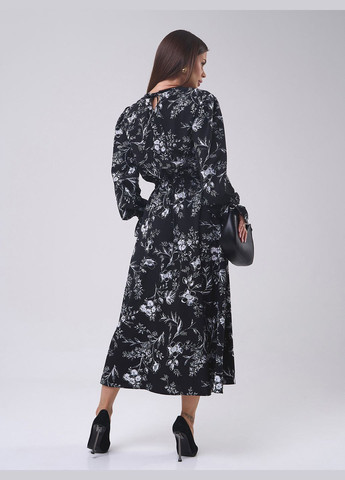Черное повседневный платья а-силуэт ISSA PLUS с цветочным принтом