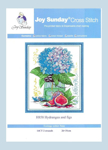 Набор для вышивания по нанесённой на канву схеме "Hydrangea and figs".AIDA 14CT printed, 26*31 см Joy Sunday (313613097)