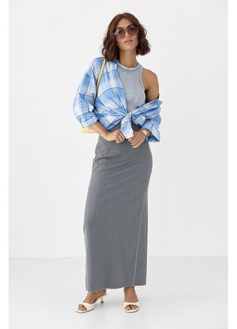 Голубой кэжуал рубашка в клетку Lurex