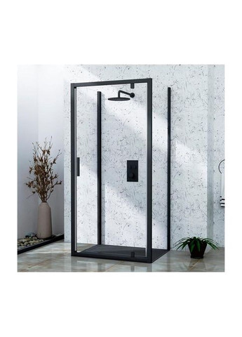 Душевая кабина пристенная A-518B 100х90х195 распашная, профиль черный, стекло прозрачное Dusel (350315908)