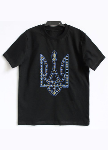 Чорна літня дитяча футболка з тризубом дівчинці Ladan