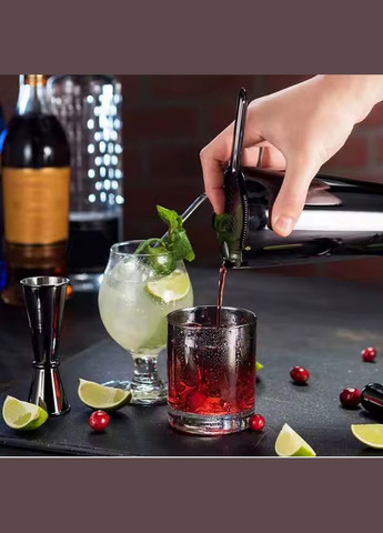 Комплект бармена для приготування коктейлів шейкер, джиггер, стрейнер. Подарунковий набір для бармена 3в1 No Brand (337342260)