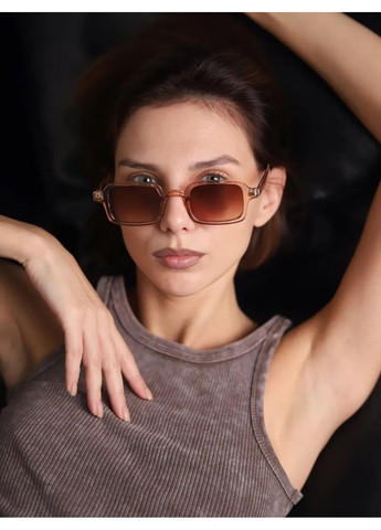 Солнцезащитные очки унисекс прямоугольные Street коричневые с бежевым No Brand (315734205)
