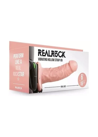 Страпон полый с вибрацией, с пультом,, 16 × 4.6 см RealRock (394027829)