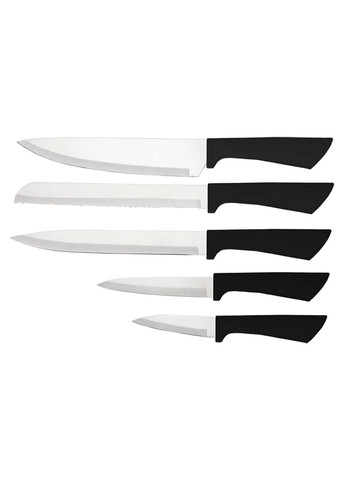 Набор кухонных ножей с доской и овощечистка на подставке 8-в-1 черный Maestro комбинированные,