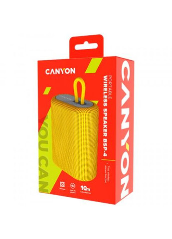 Акустична система BSP4 Bluetooth Yellow (CNE-CBTSP4Y) Canyon bsp-4 bluetooth yellow (276975085)