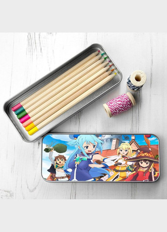 Органайзер для канцелярских принадлежностей металлический, кейс для мелочей КоноСуба #011 7*18 см Silver No Brand (309154028)