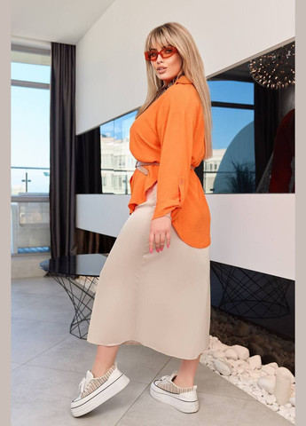 Оранжевая повседневный рубашка popluzhnaya с длинным рукавом