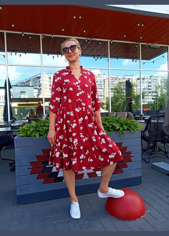 Малинова кежуал плаття-туніка кольору вишня 2 Льва