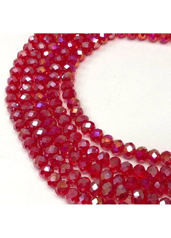 Намистини кришталеві рондель 8х6мм, нитка-60 од, червоний прозорий з АВ Plus-plus (352747340)