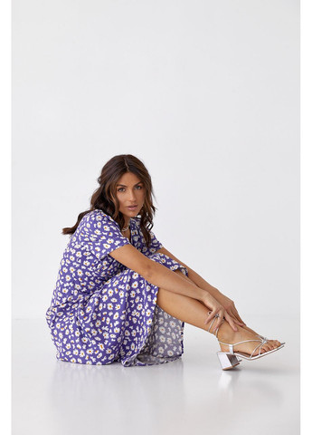 Фиолетовое повседневный, вечернее платье летнее с цветочным принтом силуэтная Byron с цветочным принтом