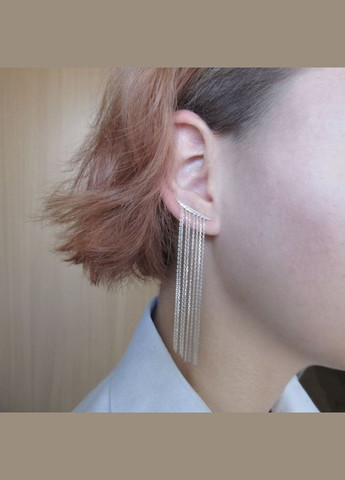 Срібні сережки кафи з ланцюжками "Водоспад" Waterfall ланцюг No Brand (350667315)